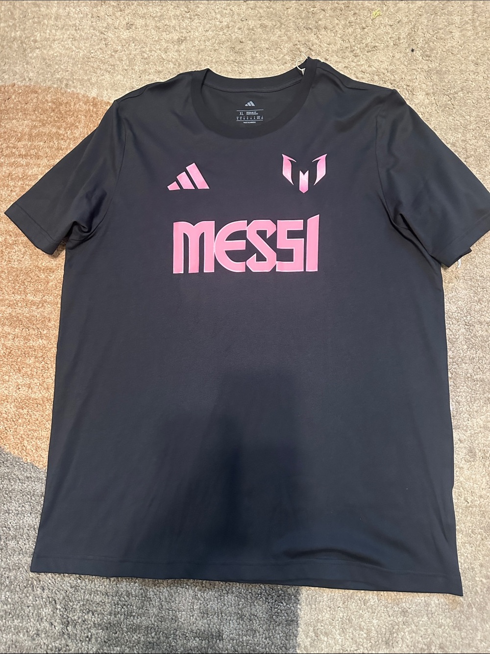 Men’s adidas Black Tee with Pink Messi